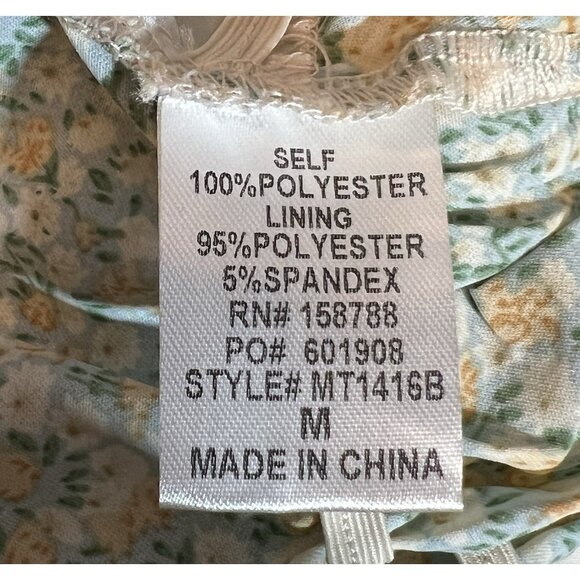 Mable Anthropologie Women FLORAL PUFF SLEEVE Crop Top Medium Size Stretch Green - Picture 11 of 11